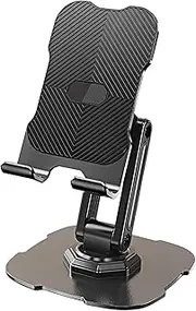 Phone Stand, Foldable and Rotatable Adjustable Cell Phone Holder for Desk, Compatible with iPhone 15 14 13 12 11, iPad Mini Tablet, Nintendo Switch, All Phones (Black)