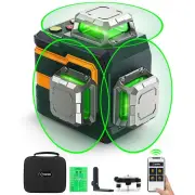EU US Direct CIGMAN CM-S01 12 Lines Laser Level 3x360° Full Layout APP Control Green Laser Self-Leveling Rechargeable Ba