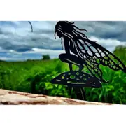 Fairy Silhouette Statue Metal Craft Art Sculpture Outdoor Decorative Stake for Patio Garden Yard-Style 3