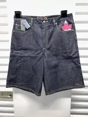 Coogi Denim Blue Jean Shorts Men’s 40 Waist Baggy Fit Embroidered Maple Leaf NWT