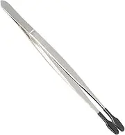 SHINEOFI Rubber Coated Tweezers for Stamps Long Flat Tip Non Slip Bead Craft Tool Durable Jewelry and Industrial Use for Precision Handling