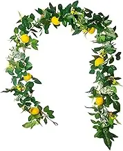 6 Ft Artificial Lemon Garland, Spring Greenery With Lemons and Flowers, Summer Fruit Wreath for Front Door Wall Table Wedding Decor
