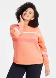 [Taking Shape] Taking Shape Cotton Active Spliced Sweatshirt Size 26 in Neon Orange - Plus Size Women's Clothing Neon Orange