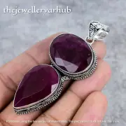 Natural Ruby pendant pear handmade Sterling Silver 925 Jewellry gift for mother.