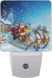 Christmas Santa Claus Night Light Set of 2 Xmas Tree Reindeer Snowflakes Plug-In