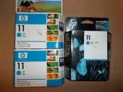 3- HP 11 Cyan C4836A Printer Ink Cartridge AUTHENTIC EXP. 10/2008 - 12/2011