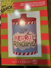 Tabletop Merry Grinchmas Med Canister Stoneware Dept 56 Dr. Seuss