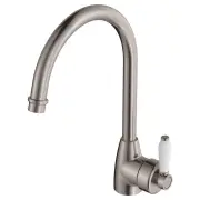 Eleanor Gooseneck Sink Mixer, Brushed Nickel &amp; Ceramic