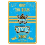 Gold Coast Titans NRL Retro Tin Wall Sign Obey The Rules Father's Day gifts