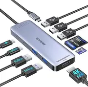 USB C Hub Multiport Adapter for MacBook Pro/Air, 10 in 1 USB-C Dongle Dock, USBC to HDMI Adapter