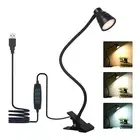 USB Flexible LED Night Light Clamp Clip-On Reading Table Desk Bed Bedside Lamp