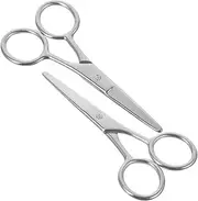 Ipetboom 2pcs Stainless Steel Eyebrow Trimmer Scissors Precision Nose Hair Removal Eyebrow Grooming Tool Portable for Men Women