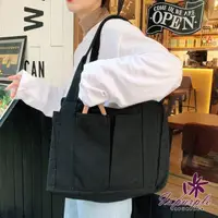 在飛比找momo購物網優惠-【iSPurple】韓風大容量＊中性托特手提肩背包/黑