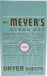 Mrs. Meyer's Clean Day Dryer Sheets, Basil, 80 Count