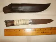 HAND FORGED FIGHTING BOWIE HUNTING BELT SIDE KNIFE DEER LEG BONE HANDLE