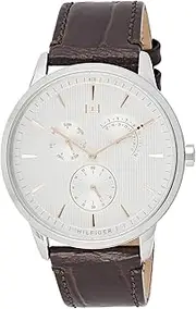 [Tommy Hilfiger] Brad Brown Leather Silver White Dial Men's Watch