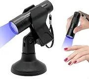 Qsnidy Mini UV Light for Nails with Rotatable Nails Lamps Portable Base Stand, Light Curing Lamp Battery-Powered Flashlight, Nail Dryer Quick Dry Nail Art Curing Lamp for Nail Salon Home DIY Manicure