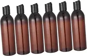 CALLARON 6Pcs Portable Travel Bottles Press Type Lid Cosmetic Containers for Shampoo Lotion and Toiletries Refillable Leakproof Design Brown Bottle