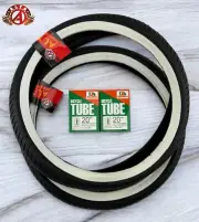 2 ALTA BICYCLE WIRE BEAD FAT TIRE 20 x 3.00 BLACK/WHITE SLICK RIDER TREAD W/TUBE