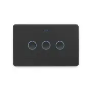 Deta Matte Black Grid Connect Smart Triple Gang Touch Light Switch