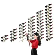 Metal Wine Rack Wall Mounted Wine Bottle Holder, Bar Shelves for Liquor Bottl...