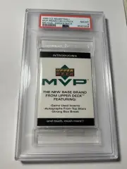 1999 Upper Deck MVP Promo Cello Pack Jordan S1 On Back PSA 8 Silver Script?