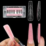 Tapered Square (Natural not Sculpted) Nail Dual Forms for Poly Gel Extension with Guiding Line Inside, XL XXL Reusable Full Cover Acrylic Builder Hard Gel Polygel Molds x 15 sizes 150 Pcs