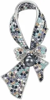 [YDOIIU] Breast Cancer Awareness Brooches Pin for Women Gold Plated Black Peal Ribbon Lapel Pins Survivor Gift Jewelry, Copper, no gemstone