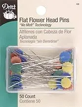 Dritz 67 Flat Head Pins, Button, 1-3/4-Inch (50-Count), Assorted, 2-Inch