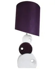 Lalia Home Purple And White Stacked Circle Ceramic Table Lamp With Asymmetrical Shade
