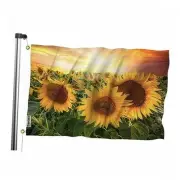 Yellow Sunflower Field 3x5 Flag Evening Light Floral Flowers Summer Sunset