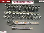 CRAFTSMAN 35 pc 1/2 SAE METRIC Socket Set with 1/2 Flex Head Ratchet Wrench