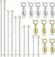 [Generic] Necklace Extender - Magnetic Jewelry Clasps - Beadwork Supplies for Bracelet Making Chains Replacement Repair Anklet Choker Necklet Layering Daily
