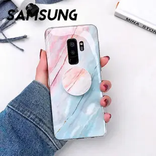 【韓式作風】SAMSUNG S10/S10E/NOTE9/NOTE8/S9/S8/S7系列 彩色大理石紋透明邊支架手機殼RCSAM118(五色)