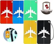 [Heeke] Upgraded Luggage Tags Business Card-Holder - 5PCS Aluminium Metal Travel ID Bag Tag Suitcase Tags with Name Cards for Travel Luggage Baggage Identifier (Mixed Colors)