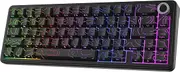 EPOMAKER X Aula F65 PRO Wireless Mechanical Gaming Keyboard, Hot-Swappable, Knob and Shine-Through PBT Keycap, RGB, Bluetooth/2.4GHz Wireless (Black Topographic, Ice Crystal Switch)