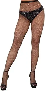[ASTRQLE] Womens Sexy Sparkly Fishnets Pantyhose High Waist Fishnet Tights Stockings, Black, One Size