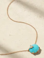 [Andrea Fohrman] Andrea Fohrman - Mini Galaxy 14-karat Gold, Turquoise And Diamond Necklace - One size One size Gold
