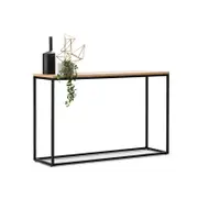 Scandinavian Oak Timber Console Hallway Table with Industrial Black Metal Frame