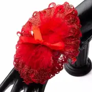 Pack of 6 Sparkling Red Feather, Sequined Corsage Wristlets