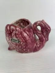 Vintage PATES POTTERY Regent Swan Pink Mottled Planter With Sticker