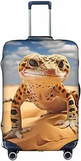 [Pvinnk] Sand Leopard Gecko Print Protective Luggage Cover Elastic Washable Suitcase Protector Travel Gear Protector, White, Medium