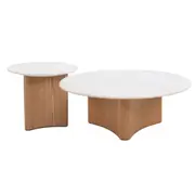 Zafar Nested Travertine Coffee Table - Natural