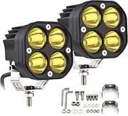 BMPUG 2 Pack LED Pods Light Bar, Yellow 3" 40w Spot Off Road Lights, Driving Fog Lamp, IP68 Waterproof LED Work Light, Amber Cube Lights for Pickup Truck SUV ATV UTV Boat Forklift 4x4 Motorcycle