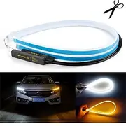 2pcs LED DRL Car Light Daytime Running Strip Light Flexible Waterproof Auto Headlights Brake Flow Tube Light Turn Signal White Yellow Blue 12V 30/45/60cm with
