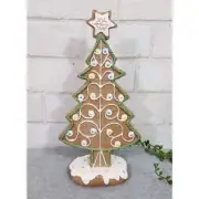 Gingerbread Cookie Christmas Tree Resin Figurine Tabletop Decor 11" Pastel NEW