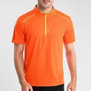 Men's T shirt Hiking Tee shirt Short Sleeve Quarter Zip Tee Tshirt Muscle T-Shirt Short Sleeve Shirt Outdoor Quick Dry Workout Soft Sweat wicking Polyester Red