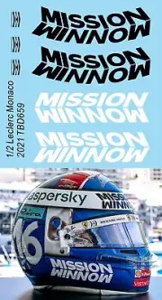 1/2 Decals for Helmet Casco Charles Leclerc MONACO 2021 Mission Winnow TBD659
