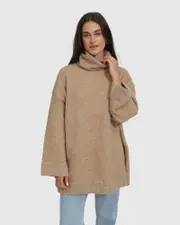 [Belle & Bloom] Cuddle Me Oversized Tunic Sweater - Beige