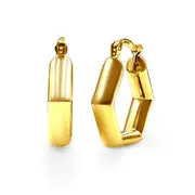 9kt Yellow Gold Silver Filled Mini Hexagonal Hoop Earrings